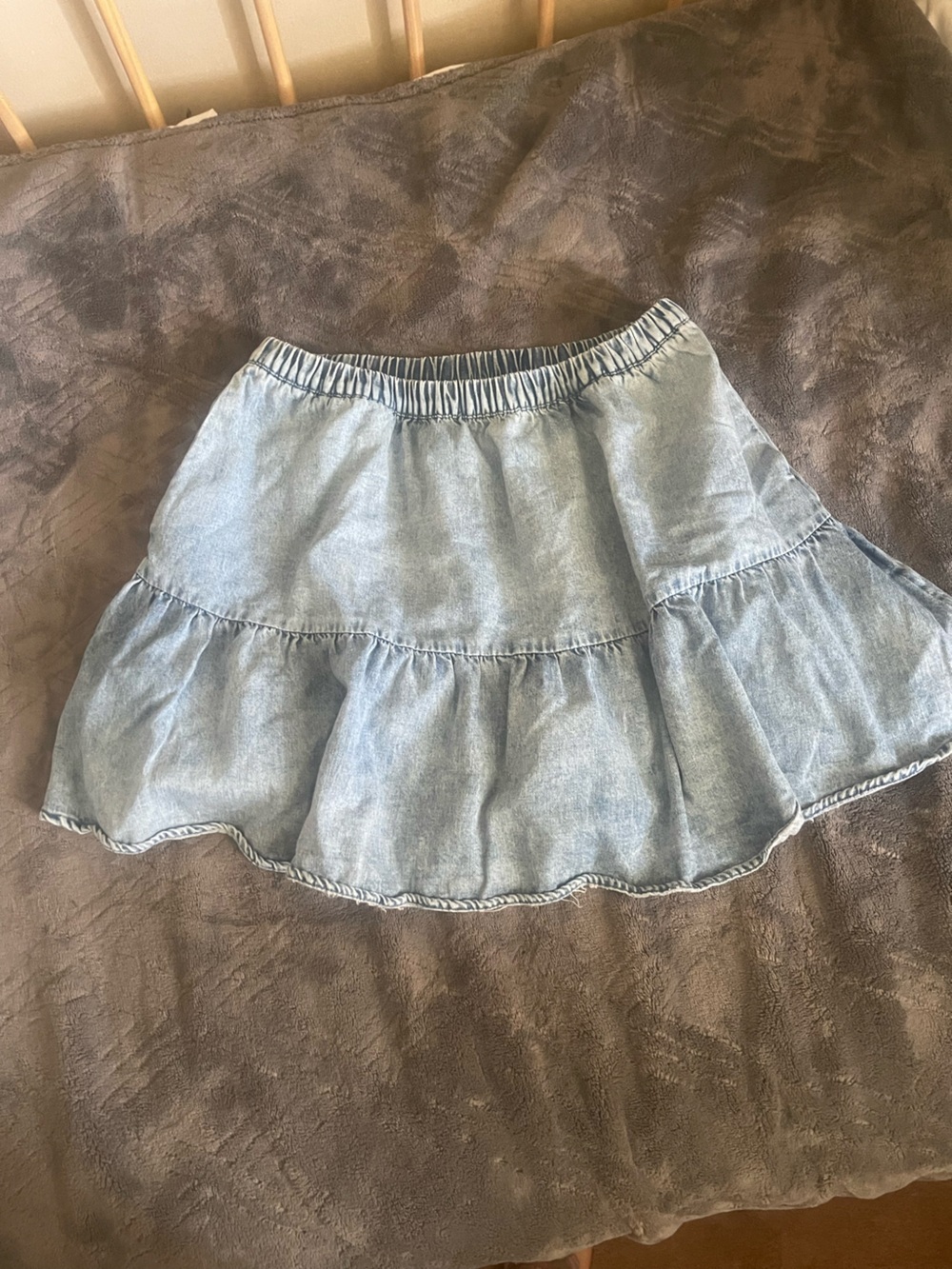 American Eagle Outfitters Light Blue Denim Ruffle Skirt